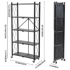Foldable Powder Coated Kitchen Accessories Tool <b>Storage</b> Rack Carbon Steel Utensils Wok Pan Display Racks Living Room Modern - Product Image 3