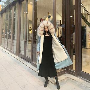 2019 nuova versione coreana <span class=keywords><strong>cappotto</strong></span> Parka in finta pelliccia <span class=keywords><strong>di</strong></span> <span class=keywords><strong>visone</strong></span> fodera staccabile motivo a quadri con bottone da donna <span class=keywords><strong>cappotto</strong></span> invernale medio <span class=keywords><strong>lungo</strong></span> - Product Image 3