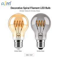 Ampoules rétro vintage E27 E26 en verre ambré à filament spiralé 120V 230V AC A60 ST58 T300 blanc chaud, prêtes à être expédiées, certifiées CE UKCA UL