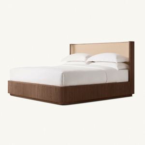 Lit en bois de chêne de style américain personnalisé pour chambre à coucher, lit de luxe avec sommier étendu, lit plateforme en bois - Product Image 6