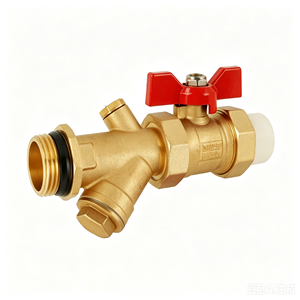 Válvula de cierre de latón engrosado con filtro en Y y conexión roscada para colector de caldera de sistema de calefacción PPR25/32 - Product Image 1