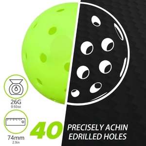 Palline <span class=keywords><strong>da</strong></span> Pickleball Jsword X40 a 40 Fori per Esterni, Stampate Rotazionalmente, in Materiale PE Durevole, Approvate USAPA, by Professor Pickleball - Product Image 3