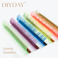 DIYDAY Prix d'usine Extensions de cils personnalisables en PBT 100% naturel, longues, vert fluorescent, fabriquées à la machine, écologiques et durables