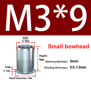 Tùy chỉnh M3 M4 M5 M8 M10 M12 kim loại thép carbon màu kẽm có khía nhỏ Đầu chìm hạt dọc hạt đinh tán - Product Image 2