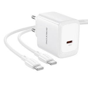 BN33 Borofone Fuente ที่ชาร์จ PD 40W พอร์ตเดียว EU PD 3.2 AVS สำหรับ <span class=keywords><strong>iPhone</strong></span> 17เซ็ต USB C เป็นสายเคเบิล Type C - Product Image 3