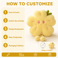 Mainan Bunga Boneka dengan Kaki Pom Pom dan Wajah Bersulam, Gantungan Kunci Boneka Lembut Warna Kuning, Hadiah