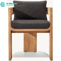 Meubles de salle à manger d'extérieur de style rétro, chaise et table de salle à manger en bois de teck avec coussin tout temps, ensemble de salle à manger de patio pour villa
