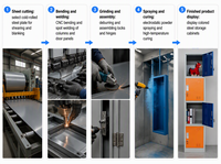 Casier en acier durable à 4 portes et 4 niveaux avec serrure à clé pour usage industriel, commercial, scolaire, en salle de sport, dans un hôtel, en appartement ou en entrepôt