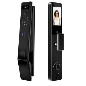 Serrure vidéo intelligente Tuya pour portes en bois et en acier, personnalisable avec fonction œil-de-chat et carte à puce, connectivité Wi-Fi - Product Image 1
