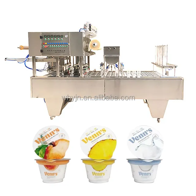 Mesin Penyegel Pengisian Cup Otomatis/Penyegel Cup Plastik untuk Minuman Rasa Yoghurt Buah
