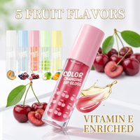 Vente en gros de gloss à lèvres changeant de couleur en fonction de la température, huile à lèvres hydratante longue durée, baume à lèvres aux fruits réactif au PH, étiquette privée