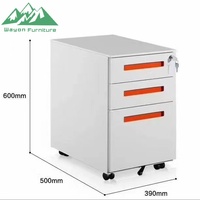 Armoire de rangement en métal portable à 3 tiroirs contemporaine pour le bureau à domicile, classement de documents