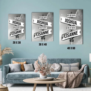 Panneau de rue vintage personnalisé avec les noms de la <span class=keywords><strong>famille</strong></span> et la date de naissance, panneau de rue en <span class=keywords><strong>toile</strong></span>, plusieurs noms - Product Image 3