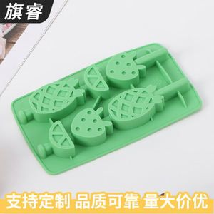 Silicone Ice <b>Cube</b> Mold Pineapple Shape With Stick For Ice Cream And Drinks <b>Light</b> Green - Product Image 5