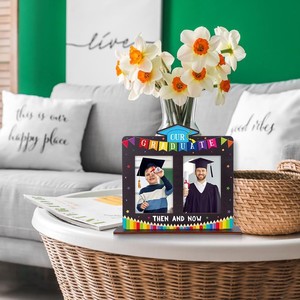 Cornice Fotografica in Legno per Laureati: Allora e Ora - Espositore Doppio per Foto, Regalo Ricordo di Laurea, Decorazione per Feste a Casa, Oggetto per Photo Booth - Product Image 1