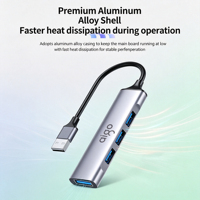 Adaptateur USB multi-ports avec logo personnalisé, vente en gros, ports USB 3.0 et USB 2.0 mixtes, séparateur en alliage d'aluminium pour iPad Pro/ordinateur portable/téléphones