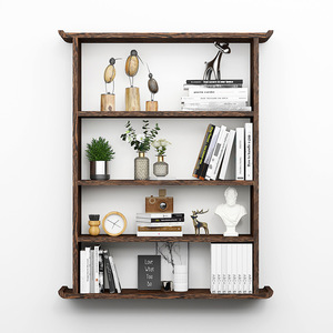 <b>Solid</b> <b>Wood</b> Wall Mount Bookshelf 4 Tier Backless Space Saving <b>Bookcase</b> For Home Office Decor - Product Image 1
