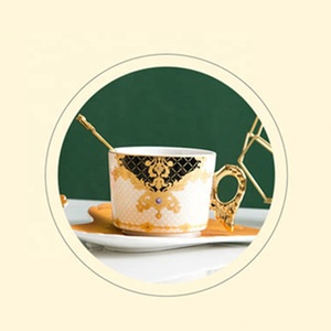 Angel wings Gold Classic Fashion Pattern Couple <b>Tea</b> <b>Cup</b> Coffee <b>Cup</b> with <b>Cups</b> and <b>Saucers</b> - Product Image 3