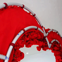 Arche de ballons en soie faite à la main en forme de cœur, décoration douce pour mariage et fête, avec fleurs artificielles roses, romantique et rêveuse