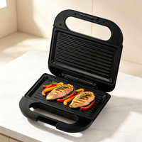 Grille-sandwich électrique 2 fentes avec voyant d'indication de puissance, compacte, pour petit-déjeuner, cuisine domestique et repas quotidiens