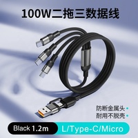 Cables para Laptop y Teléfono con Doble USB Tipo-C 5 en 1, Revestimiento de PVC Trenzado de Nailon, Carga Rápida de 100W, Conductor de Cobre Puro, Longitud Personalizable