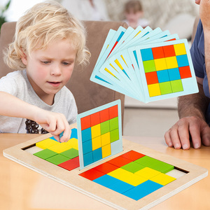 Nuovo caldo in legno doppio cubo 3D Puzzle Puzzle <span class=keywords><strong>giochi</strong></span> di corrispondenza colori <span class=keywords><strong>Montessori</strong></span> <span class=keywords><strong>giochi</strong></span> educativi giocattoli per bambini ragazzi ragazze - Product Image 3