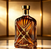 Bouteilles de spiritueux en verre silex artistique et gaufré de 750 ml avec pulvérisation colorée pour brandy et spiritueux haut de gamme – Vente en gros
