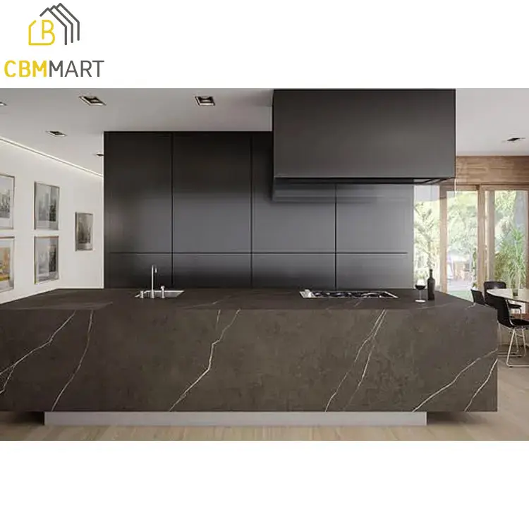 Luxo moderno design personalizado madeira maciça móveis alta qualidade modular preto armário de cozinha