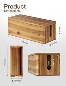 Boîte de rangement de câble de cache-bande de puissance boîte de gestion de câble en bois boîte de rangement de câble en bois <span class=keywords><strong>pour</strong></span> la gestion de cordon de dissimulation électrique - Product Image 2