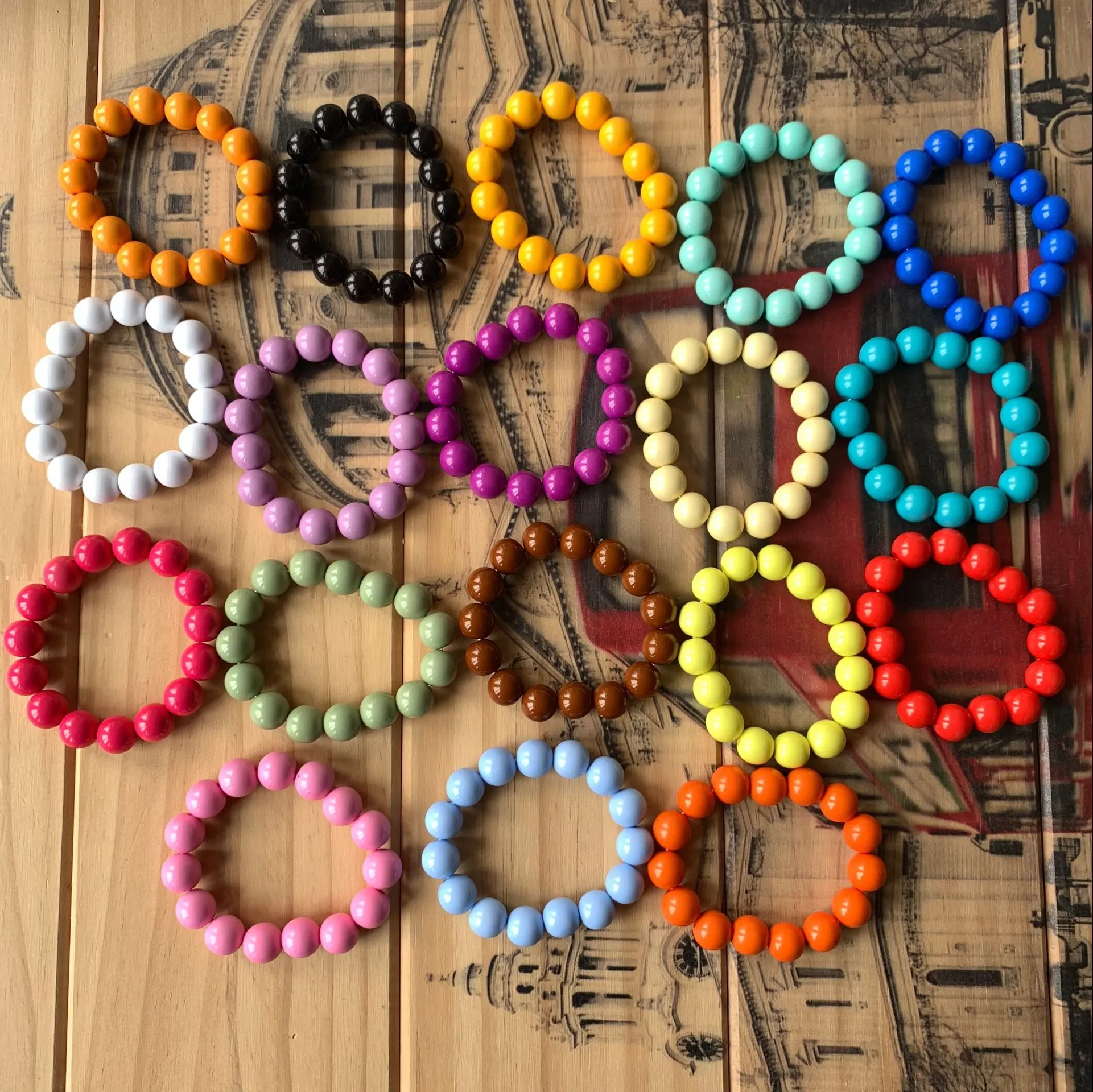 12mm baby acrylic beaded bracelets colorful beads bracelets for kids DIY jewelry cheap cute children gifts