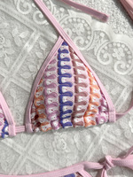 TW 2026 Pakaian Renang Wanita Grosir Kustom Model Halter Dua Potong Pinggang Tinggi Berongga Pakaian Pantai Seksi Tanpa Punggung Set Bikini