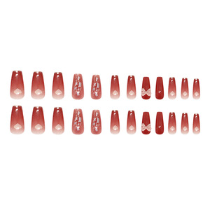 <span class=keywords><strong>2025</strong></span> <span class=keywords><strong>Hot</strong></span> Bán Bán Buôn Đầy Đủ Bìa Móng Tay Giả Màu Hồng Ombre Pháp Dài Lời Khuyên Gel Móng Tay Cung Và Trái Tim Báo Chí Trên Tái Sử Dụng Móng Tay - Product Image 5