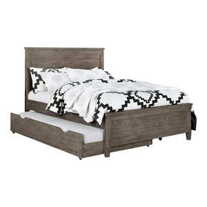 <b>Full</b> Size <b>Bed</b> With Trundle 2 Nightstands Warm Gray Wood Grain Bedroom Furniture <b>Set</b> - Product Image 3