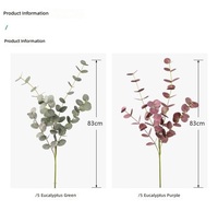Ramas de Eucalipto Artificiales de PVC Impresas en 3D con Tacto Real, 3 Ramificaciones y 5 Puntas, 83 cm, para Decoración del Hogar y Suministros, Venta al Por Mayor