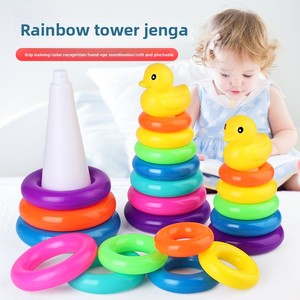 Anillo de plástico de alto colorido para niños, juguete divertido, Educación Temprana, estilo de construcción, vasos apilables inspirados en Rainbow Tower - Product Image 5