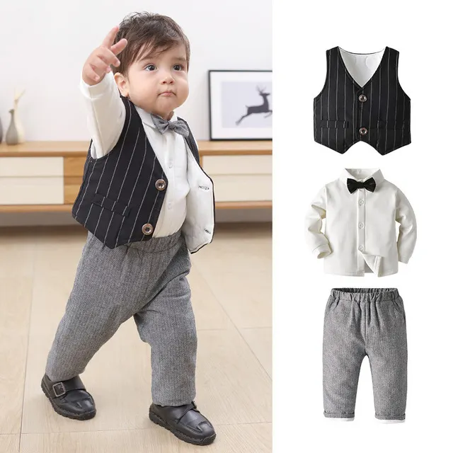 スリーピースベストシャツパンツキッズ紳士服スーツ幼児パーティードレス男の子紳士服セット