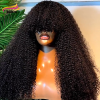 Peluca frontal de encaje HD 13x6 sin pegamento, cabello humano virgen indio crudo, cutícula alineada, rizado afro, pre-arrancada para mujeres negras.