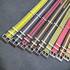 Lionorm 사용자 정의 브레이드 골지 나일론 시계 스트랩 18mm 20mm 22mm 단일 패스 본드 통기성 손목 스트랩 핑크 베이지 블랙 - Product Image 2