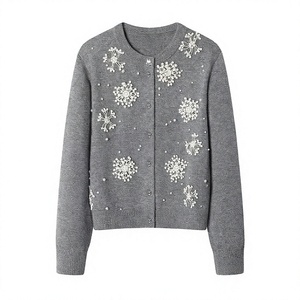 Cardigan en dentelle tricotée brodée vintage pour femme, manches chauve-souris, crochet ajouré, style bohème décontracté, pour la plage, ouvert sur le devant, été - Product Image 1