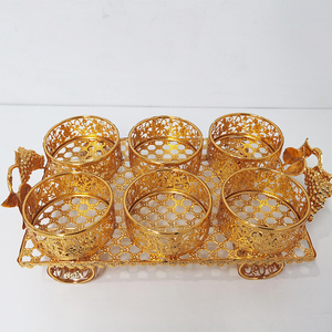 Bán buôn sang trọng Arabic vàng kim loại sắt bánh món ăn Tấm đặt kẹo bát cho trái cây khô Snack phục vụ khay - Product Image 5