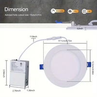 Plafonnier LED encastré rond certifié ETL de 6 pouces, 12W + 3W veilleuse, 5CCT, intensité variable, avec boîte de jonction