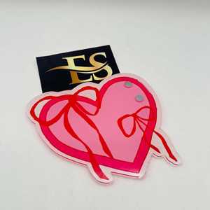 Estuche para Pestañas con Diseño de Corazón Rosa Especial para San Valentín, Estuche Acrílico Brillante con Diseño de Lazo Minimalista, Instrumento de Belleza con Logotipo Personalizado - Product Image 4