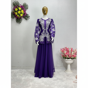 Belles robes de soirée Top élégant et Plazzo avec perle travail manuel pour les fêtes - Product Image 1
