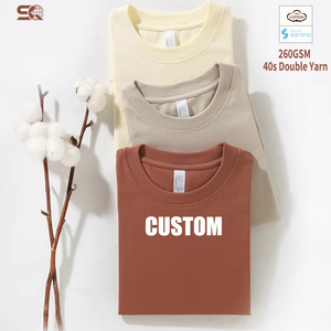 Vente en gros de <span class=keywords><strong>t</strong></span>-shirts décontractés pour hommes et femmes, de haute qualité, personnalisés, 100% coton, couleur unie, manches courtes, poids lourd - Product Image 1