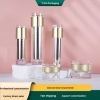 Haut de gamme 100ml acrylique presse-Type crème pour les yeux Lotion bouteille luxe cosmétique PE matériel bouchon à vis 30g pour emballage de soins de la peau