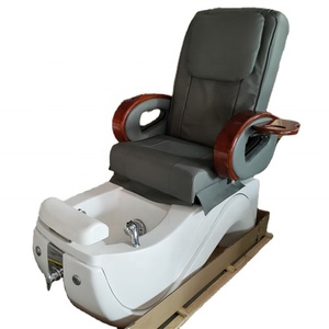 Chaise de massage de luxe en promotion pour pédicure et manucure sans plomberie, avec bain de pieds spa noir/gris et bol blanc - Product Image 1
