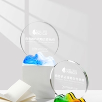 Nouvelle plaque en verre de base en forme de montagne créative ronde avec plaque de trophée en cristal de base de couleurs pour le trophée de banquet et d'activités