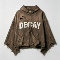 Vêtements en gros OEM : Veste oversize délavée à l'acide, effet usé, délavée par le soleil, style grunge vintage streetwear, impression DTG Kornit