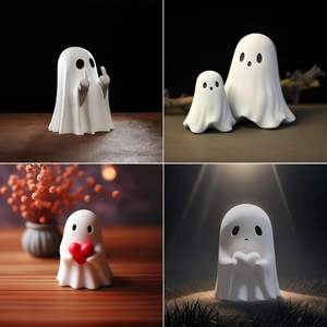 Figura de Resina de Fantasma de Halloween, Diseño Artístico de Animal Pintado a Mano para Decoración del Hogar y Regalos - Product Image 4