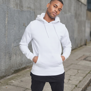<b>White</b> <b>Men's</b> Solid Winter Hooded <b>Sweatshirt</b> Pullover Hoodie with Digital Printing Regular Fit Fleece Front Pocket Custom Logo - Product Image 6